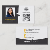 Berufliches QRCode-Foto Graugelb Visitenkarte (Vorne/Hinten)