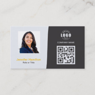 Berufliches QRCode-Foto Graugelb Visitenkarte