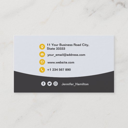 Berufliches QRCode-Foto Graugelb Visitenkarte (Rückseite)