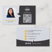 Berufliches QRCode-Foto Graugelb Visitenkarte (Vorne/Hinten)