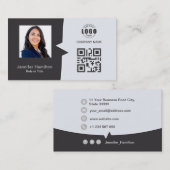 Berufliches QRCode Foto Gray Business Car Visitenkarte (Vorne/Hinten)
