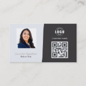 Berufliches QRCode Foto Gray Business Car Visitenkarte (Vorderseite)