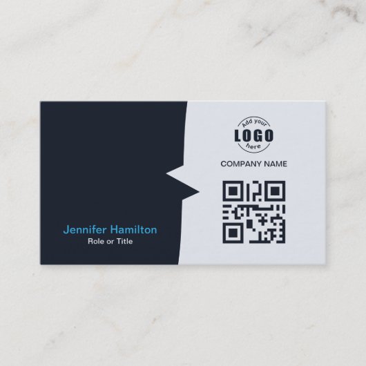Berufliches QRCode Foto Navy Blue Business Visitenkarte (Vorderseite)