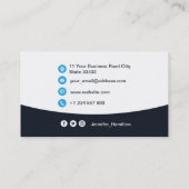 Berufliches QRCode Foto Navy Blue Business Visitenkarte (Rückseite)