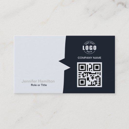 Berufliches QRCode Foto Navy Blue Gray Visitenkarte (Vorderseite)
