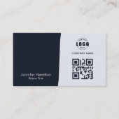 Berufliches QRCode Foto Navy Blue Gray Visitenkarte (Vorderseite)