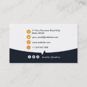 Berufliches QRCode-Foto Navy Blue Orange Visitenkarte (Rückseite)