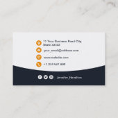 Berufliches QRCode-Foto Navy Blue Orange Visitenkarte (Rückseite)