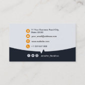 Berufliches QRCode-Foto Navy Blue Orange Visitenkarte (Rückseite)