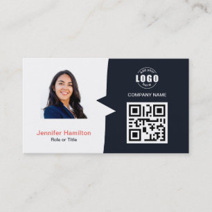 Berufliches QRCode-Foto Navy Blue Red Visitenkarte