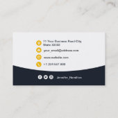 Berufliches QRCode-Foto Navy Blue Yellow Visitenkarte (Rückseite)