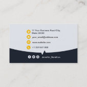 Berufliches QRCode-Foto Navy Blue Yellow Visitenkarte (Rückseite)