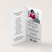 Berufliches Real Anwesen Agent Foto & Services Visitenkarten (Innenseite)