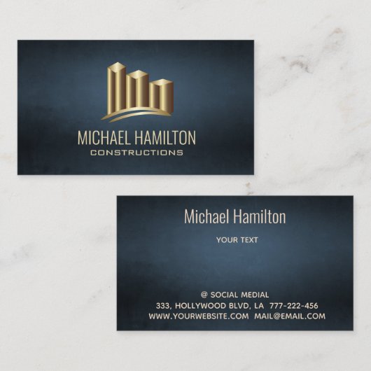 Berufliches, reales Anwesen-Konstruktionslogo Visitenkarte (Vorne/Hinten)