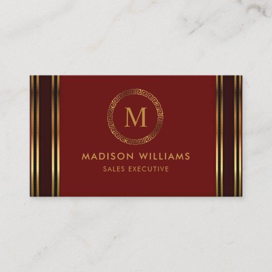 Berufliches Red Maroon Gold Visitenkarte (Vorderseite)