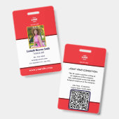 Berufliches Red Security-Abzeichen: Foto und Unter Ausweis (Vorder- & Rückseite)