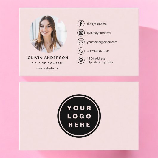 Berufliches Rosa-Foto-Logo - Social Media Visitenkarte