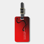 Berufliches Rot-Schwarz-Monogramm Gepäckanhänger (Vorderseite vertikal)