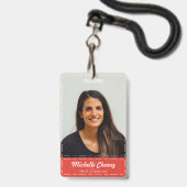 Berufliches Rot-Stickerei-Imitat Leather-Foto Ausweis (Vorderseite mit Lanyard)