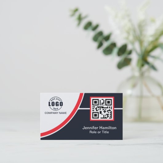 Berufliches Rot, um den QR-Code Ihres Logos hinzuz Visitenkarte (Stehend Vorderseite)