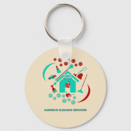 Berufliches Rot-und Aquamarin-Reinigungs-Logo Schlüsselanhänger