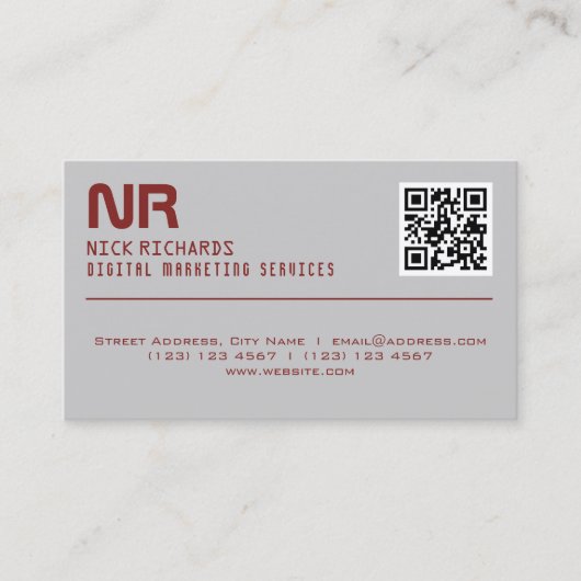 Berufliches rotes Grau der modernen Art Visitenkarte (Vorderseite)