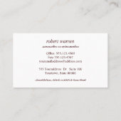 Berufliches Rotwein Visitenkarte (Rückseite)