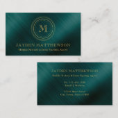 Berufliches Round-Frame-Monogramm Emerald Green Visitenkarte (Vorne/Hinten)