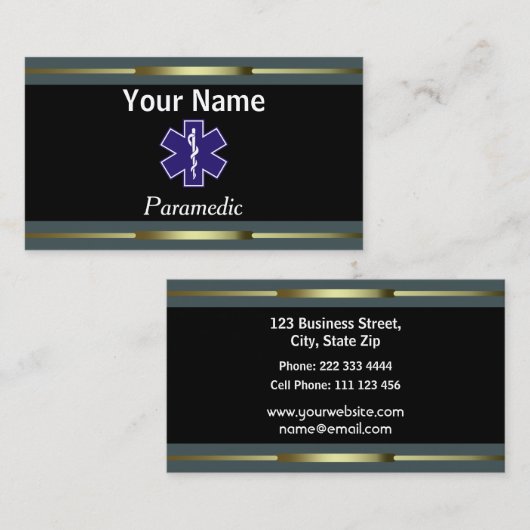 Berufliches Sanitäter-Gold und Schwarzes Visitenkarte (Vorne/Hinten)