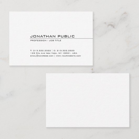 Berufliches sauberes Design Cool Modernes Elegante Visitenkarte (Vorne/Hinten)