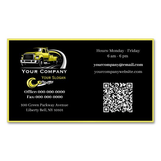 Berufliches Schleppunternehmen, Abschleppdienst Magnetische Visitenkarte (Vorderseite)