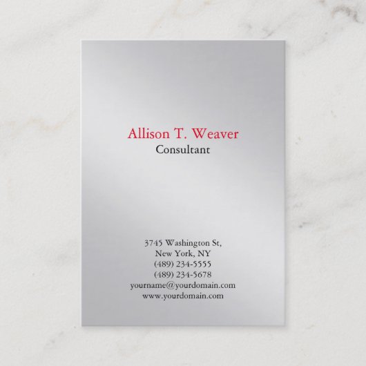 Berufliches Schlichtes Einfaches Metallic Silver E Visitenkarte (Vorderseite)