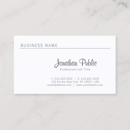 Berufliches Schlichtes Elegantes Minimalistisches  Visitenkarte (Vorderseite)