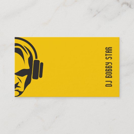 Berufliches schlichtes Gelb DJ mit Kopfhörerlogo Visitenkarte (Vorderseite)