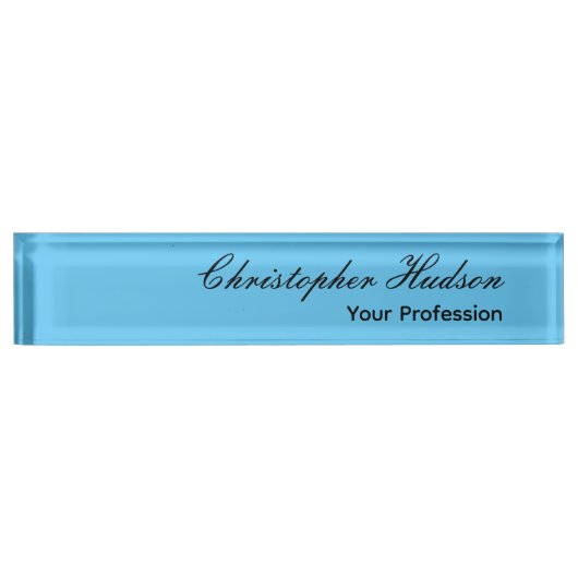 Berufliches Schlichtes Minimalistisches Himmelblau Namensplakette (Vorderseite)