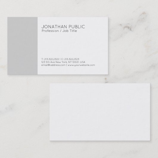 Berufliches schlichtes modernes elegantes graues visitenkarte (Vorne/Hinten)