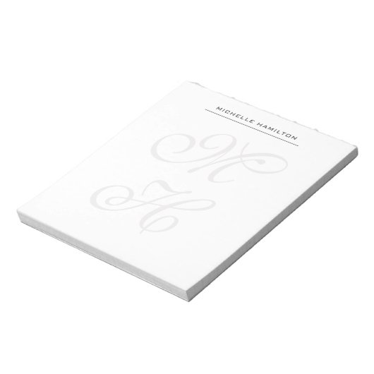Berufliches Schlichtes Monogramm Notizblock (Rotiert)