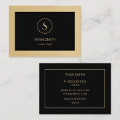 Berufliches Schlichtes Monogramm Schwarzes Golden Visitenkarte (Vorne/Hinten)