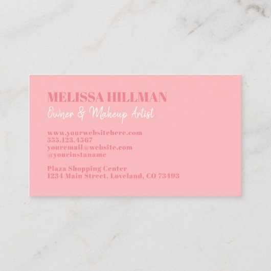 Berufliches schlichtes, rosa Monogramm Visitenkarte (Rückseite)