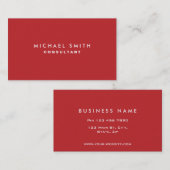 Berufliches Schlichtes Rot Elegant Visitenkarte (Vorne/Hinten)