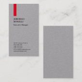 Berufliches schlichtes Rot Premium Grau Visitenkarte (Vorne/Hinten)