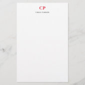 Berufliches Schlichtes Rotes Weißes Monogramm Briefpapier (Vorderseite)