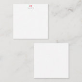 Berufliches Schlichtes Rotes Weißes Monogramm Mitteilungskarte (Vorne/Hinten)