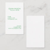 Berufliches schlichtes sauberes Grünes und Weiß Visitenkarte (Vorne/Hinten)