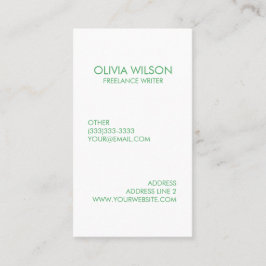 Berufliches schlichtes sauberes Grünes und Weiß Visitenkarte