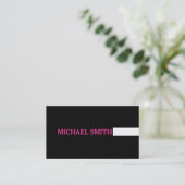 Berufliches Schlichtes Schwarz Modernes Heissrosa Visitenkarte (Stehend Vorderseite)