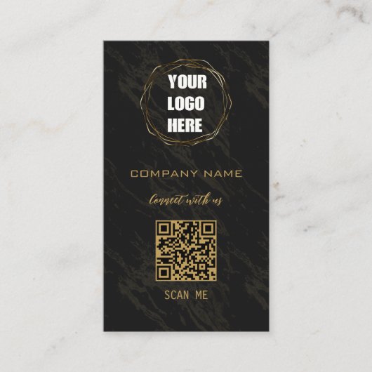 Berufliches Schwarz-Design - Neuer QR-Code Visitenkarte (Vorderseite)