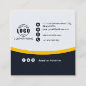 Berufliches Schwarz-Gelb-Logo hinzufügen QR-Code Quadratische Visitenkarte (Rückseite)