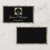 Berufliches Schwarz-Glitzer-Frame-Logo Visitenkarte (Vorne/Hinten)