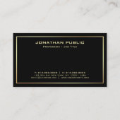 Berufliches Schwarz-Gold-Elegant Visitenkarte (Rückseite)